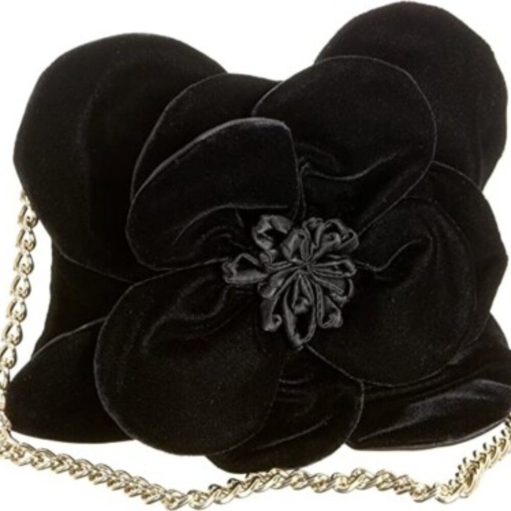 Kate Spade Skipper Deluxe Plush Black Flower Velvet Shoulder Bag – Gently Used